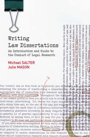 Writing Law Dissertations de Julie Mason