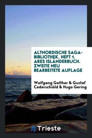 Ares Isländerbuch de Wolfgang Golther