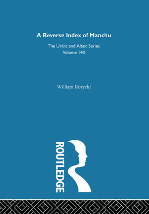 A Reverse Index of Manchu de William Rozycki