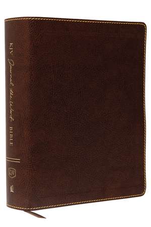 KJV, Journal the Word Bible, Large Print, Bonded Leather, Brown, Red Letter: Reflect, Journal, or Create Art Next to Your Favorite Verses de Thomas Nelson