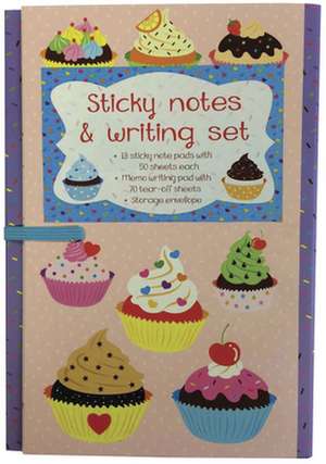 Sticky Notes and Writing Set: Cupcakes: Fabulous Wallet-Style Folder Containing 13 Sticky Notepads, a Tear-Off Writing Pad, and Storage Envelope. de Peony Press