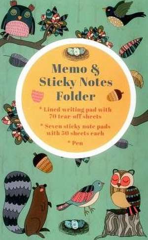 Memo & Sticky Notes Folder: Woodland Creatures: Small Folder Containing 7 Sticky Notepads, a Tear-Off Lined Writing Pad, and Gel Pen. de Peony Press