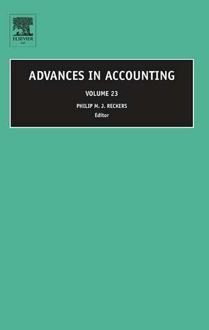 Advances in Accounting de Philip M J Reckers