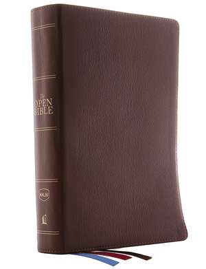 The NKJV, Open Bible, Brown Genuine Leather, Red Letter, Comfort Print: Complete Reference System de Thomas Nelson