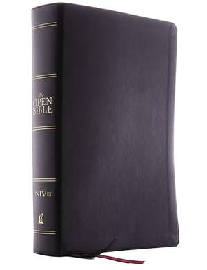 The NIV, Open Bible, Leathersoft, Black, Red Letter, Comfort Print: Complete Reference System de Thomas Nelson