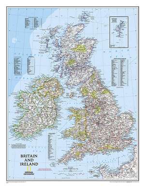 Britain and Ireland Flat Map: Wall Maps Countries & Regions de National Geographic Maps