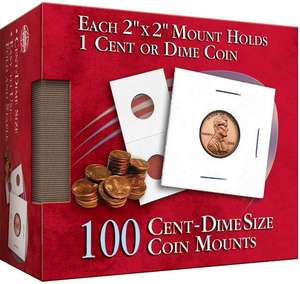 Cent/Dime 2x2 Coin Mounts Cube 100 Count de Whitman