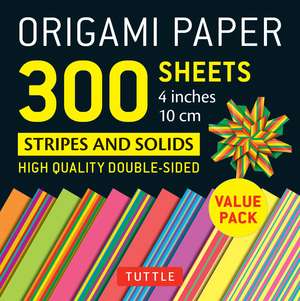 Origami Paper 300 sheets Stripes and Solids 4" (10 cm): Tuttle Origami Paper: Double-Sided Origami Sheets Printed with 12 Different Designs de Tuttle Studio