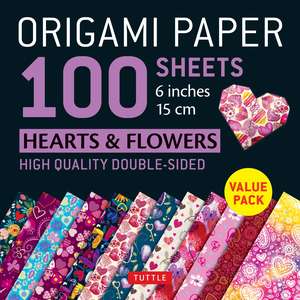 Origami Paper 100 sheets Hearts & Flowers 6" (15 cm): Tuttle Origami Paper: Double-Sided Origami Sheets Printed with 12 Different Patterns: Instructions for 6 Projects Included de Tuttle Studio