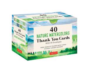 Nature Watercolors, 40 Thank You Cards with Envelopes: (4 1/2 x 3 inch blank cards in 8 unique designs) de Tuttle Studio