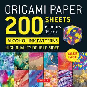 Origami Paper 200 sheets Alcohol Ink Patterns 6" (15 cm): Tuttle Origami Paper: Double-Sided Origami Sheets Printed with 12 Designs (Instructions for 5 Projects Included) de Tuttle Studio