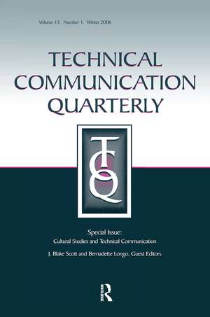 Cultural Studies And Technical Communication Tcq V15#1 de Mark Zachry