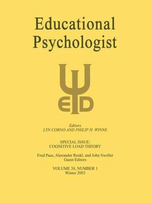 Cognitive Load Theory: A Special Issue of educational Psychologist de Fred Paas