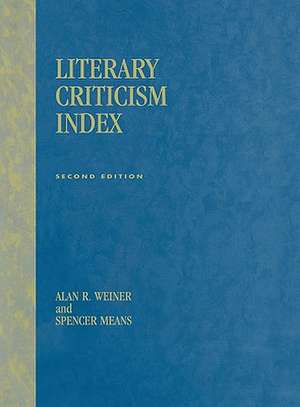 Literary Criticism Index de Alan R. Weiner