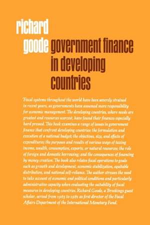 Government Finance in Developing Countries de Richard Goode