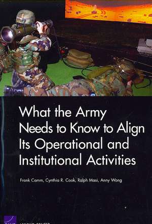 What the Army Needs to Know to Align Its Operational and Institutional Activities de Frank Camm