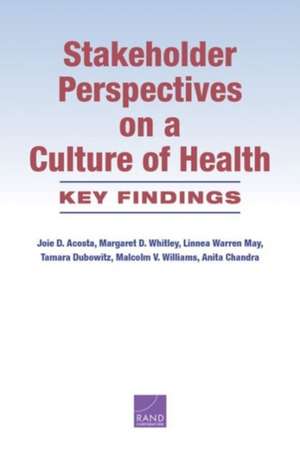 Stakeholder Perspectives on a Culture of Health de Joie D. Acosta