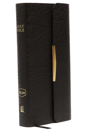 NKJV, Checkbook Bible, Compact, Bonded Leather, Black, Wallet Style, Red Letter: Holy Bible, New King James Version de Thomas Nelson