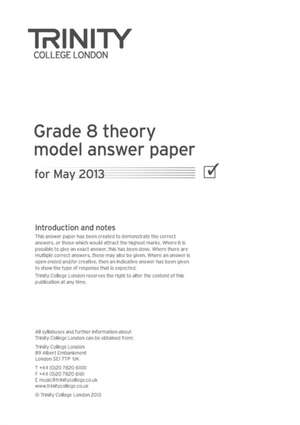 Theory Model Answer Paper Grade 8 de Trinity College London