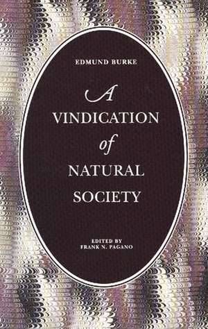 VINDICATION OF NATURAL SOCIETY, A de EDMUND BURKE