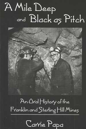 A Mile Deep and Black as Pitch: An Oral History of the Franklin and Sterling Hill Mines de Carrie Papa