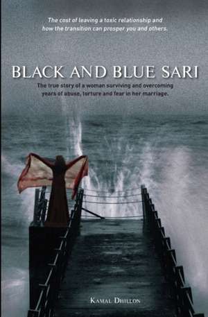 Black and Blue Sari de Kamal K Dhillon