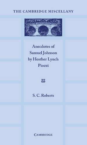 Anecdotes of Samuel Johnson de Hesther Lynch Piozzi