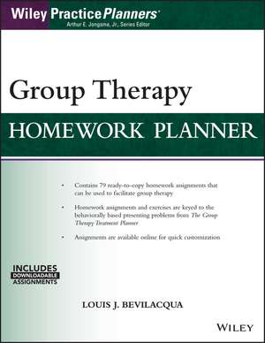 Group Therapy Homework Planner de Louis J Bevilacqua