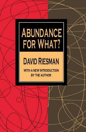 Abundance for What? de David Riesman