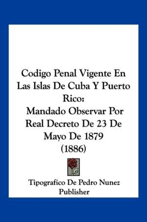 Codigo Penal Vigente En Las Islas De Cuba Y Puerto Rico de Tipografico De Pedro Nunez Publisher