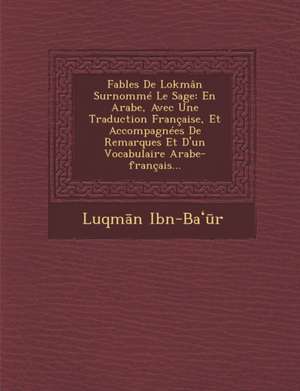 Fables de Lokman Surnomme Le Sage: En Arabe, Avec Une Traduction Francaise, Et Accompagnees de Remarques Et D'Un Vocabulaire Arabe-Francais... de Luqm N. Ibn-Ba