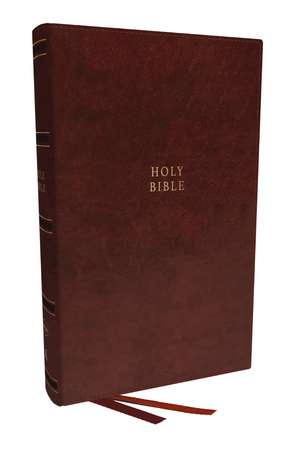 NKJV, Single-Column Reference Bible, Verse-by-verse, Brown Leathersoft, Red Letter, Comfort Print de Thomas Nelson