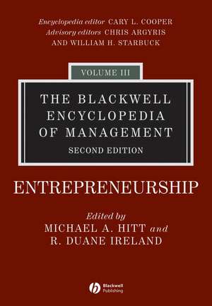 The Blackwell Encyclopedia of Management – Entrepeneurship V 3 2e de MA Hitt