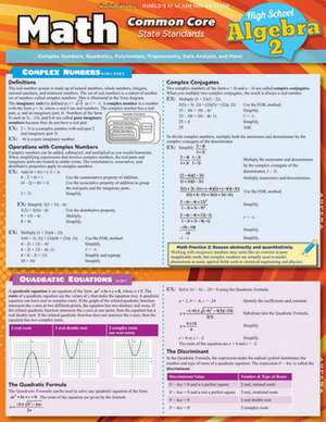 Math Common Core Algebra 2 - 11th Grade de BarCharts Inc