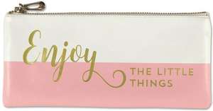 Enjoy the Little Things Pencil Pouch (Accessories Case, Faux Leather) de Inc Peter Pauper Press