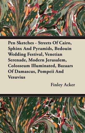 Pen Sketches - Streets Of Cairo, Sphinx And Pyramids, Bedouin Wedding Festival, Venetian Serenade, Modern Jerusalem, Colosseum Illuminated, Bazaars Of Damascus, Pompeii And Vesuvius de Finley Acker