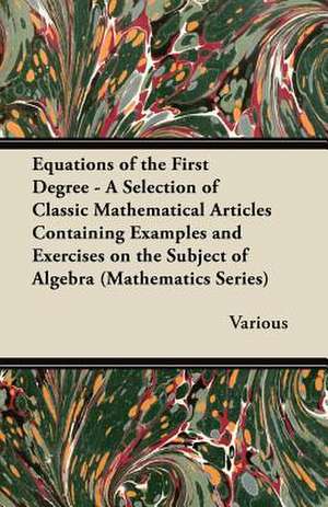 Equations of the First Degree - A Selection of Classic Mathematical Articles Containing Examples and Exercises on the Subject of Algebra (Mathematics de Various