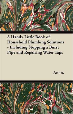 A Handy Little Book of Household Plumbing Solutions - Including Stopping a Burst Pipe and Repairing Water Taps de Anon