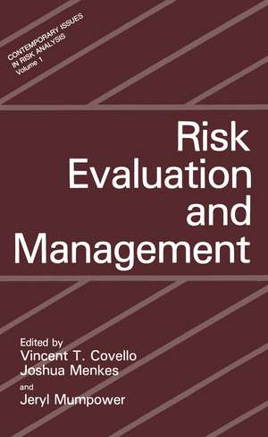 Risk Evaluation and Management de V.T. Covello