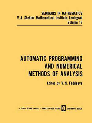 Automatic Programming and Numerical Methods of Analysis de V. N. Faddeeva