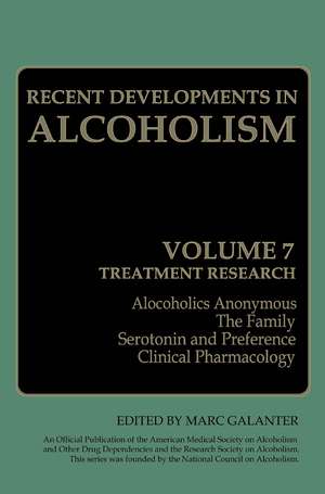 Recent Developments in Alcoholism: Treatment Research de Marc Galanter