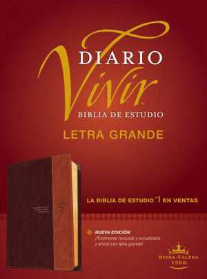 Biblia de Estudio del Diario Vivir Rvr60, Letra Grande (Letra Roja, Sentipiel, Café/Café Claro)