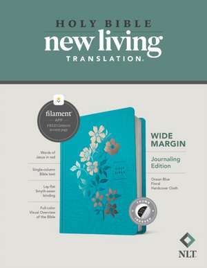 NLT Wide Margin Bible, Filament Enabled (Hardcover Cloth, Ocean Blue Floral, Indexed, Red Letter)