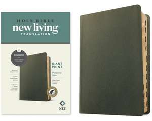 NLT Personal Size Giant Print Bible, Filament Enabled (Genuine Leather, Olive Green, Indexed, Red Letter)