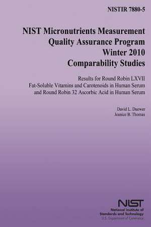 Nist Micronutrients Measurement Quality Assurance Program Winter 2010 Comparability Studies de U S Dept of Commerce