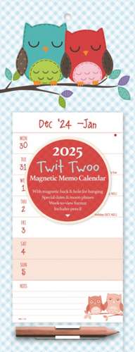 Twit Twoo Week-to-View Magnetic Calendar 2025 de Carousel Calendars