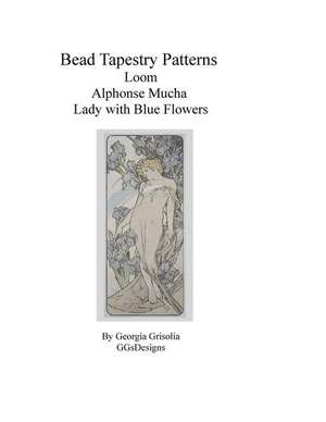 Bead Tapestry Patterns Loom Alphonse Mucha Lady with Blue Flowers de Georgia Grisolia