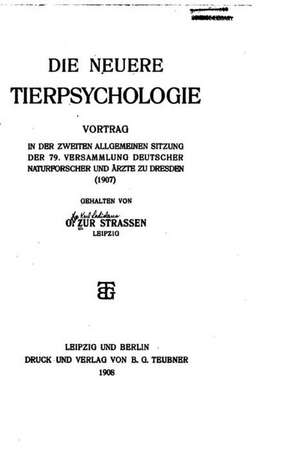 Die Neuere Tierpsychologie de Otto Zur Strassen