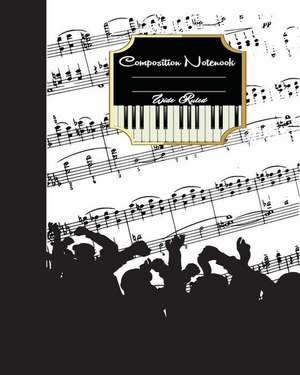 Wide Ruled Composition Notebook 8" X 10,"120 Pages, Piano Music Style Seamless de Mind Publisher