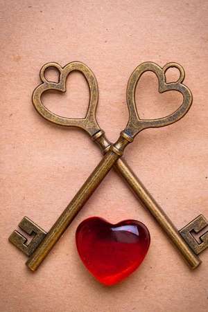 Two Vintage Heart-Shaped Keys and a Red Crystal Heart Journal de Cs Creations